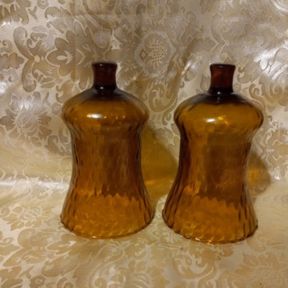 Vtg Brown Tall Votive Cups Set of 2